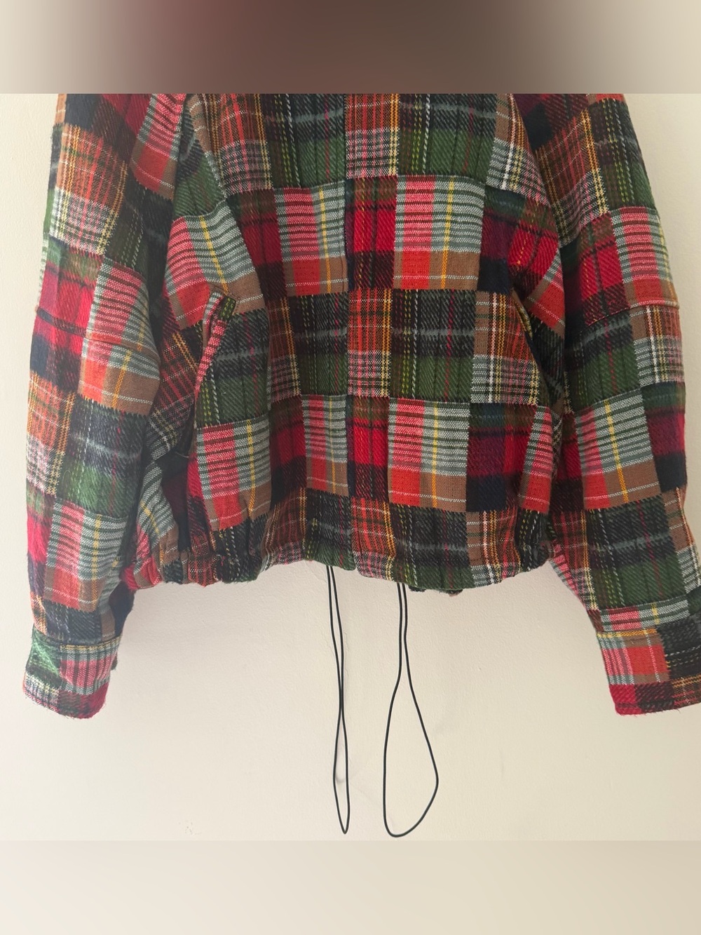 Free People Orion Country Jacket Plaid Patchwork Red Multi Bomber Size Small - Picture 11 of 11